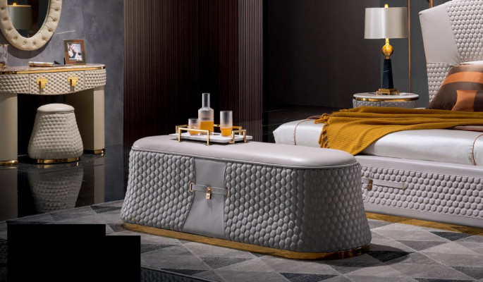 Lit Lits Lit double Chambre Rembourrage en cuir Lits doubles en textile