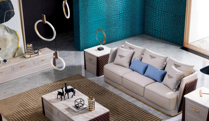 Canapé Trois places Style Moderne Siège en Tissu Ensemble de Canapés en Cuir 3 Places