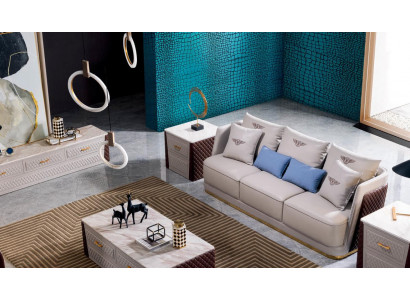 Canapé Trois places Style Moderne Siège en Tissu Ensemble de Canapés en Cuir 3 Places