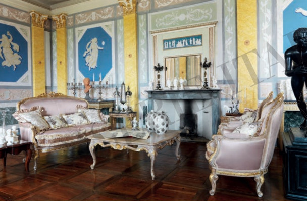 Ensemble de canapés 2+1+1 Fauteuils Salon Style baroque Groupe de canapés Italie Mobilier neuf