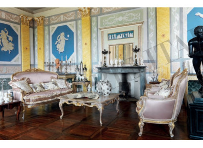 Ensemble de canapés 2+1+1 Fauteuils Salon Style baroque Groupe de canapés Italie Mobilier neuf