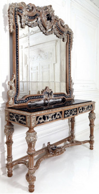 Classique miroir Coiffeuse Console Table meuble de chambre en bois brun neuf