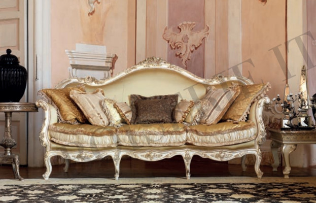 Canapé rembourrage bois canapé canapé baroque rococo luxe Italie trois places nouveau meuble