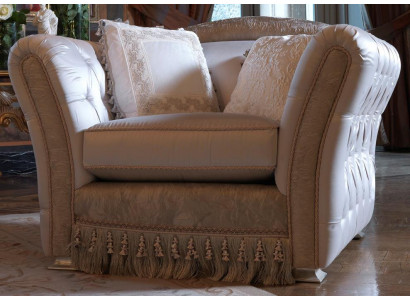Fauteuil de luxe Rembourrage Trône Bois véritable Meubles italiens Canapé une place Neuf