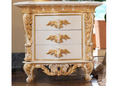Table de chevet de luxe avec motif sculpté