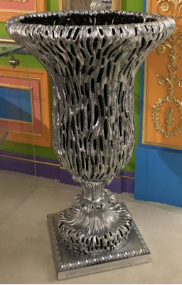 Vase à fleurs soviétique antique rare en argent pour salon rare de Russie