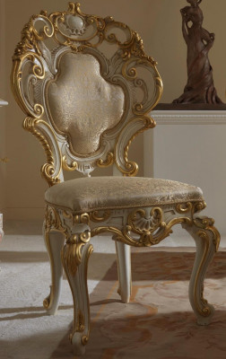 Chaises de salle à manger en bois Chaise de luxe Fauteuil blanc Chaises Salon Mobilier Baroque neuf
