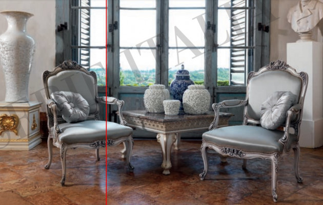 Fauteuil classique à accoudoirs Baroque Rococo Fauteuil italien en bois à une place nouveau