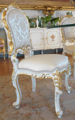 Design Chaise de salon Chaises de salle à manger Tissu Tapisserie Armchair Baroque
