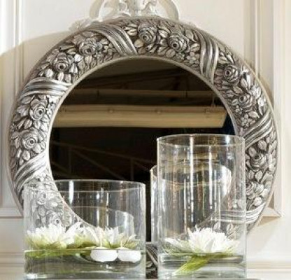Miroir mural Miroir Miroir rond Miroir argente Baroque Rococo Mobilier Italie Bois