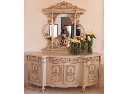 Commode Buffet Commodes Miroir Ensemble Bois Massif Meubles Italiens Style Antique