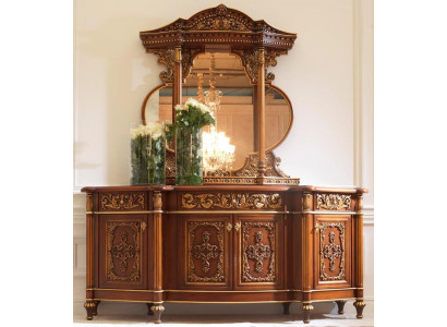 Commode Buffet Miroir Ensemble Meubles en Bois Massif Style Antique Italien Commodes
