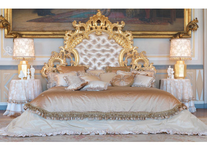 Lit Chesterfield, Mobilier Italien, Ameublement Baroque Rococo Lits en Cuir Doré