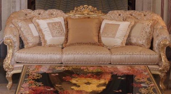 Chesterfield Classic, canapé en textile 3 places à paysage de vie en trois parties