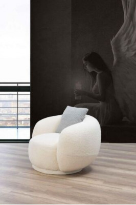 Chaise ronde moderne beige pour salon, mobilier de club, fauteuil design