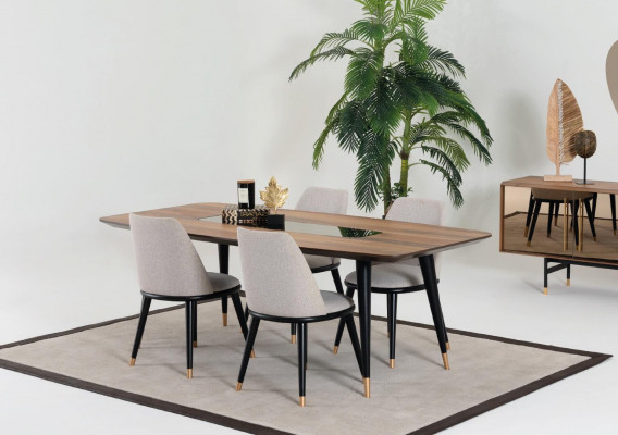 Salle à manger Ensemble Table 4x Chaises Buffet Miroir Suite Design neuf 7 pièces.