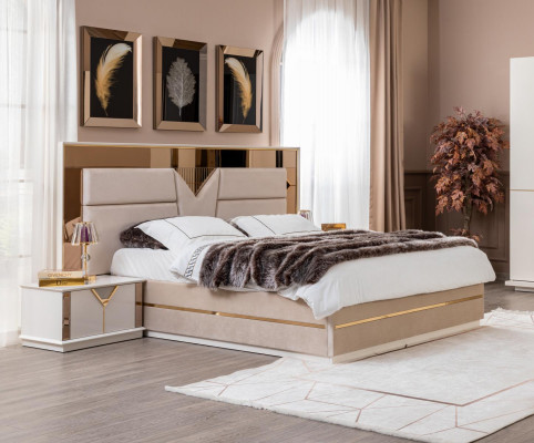 Table de chevet Chambre Mobilier de luxe en bois beige Style moderne Tables de chevet