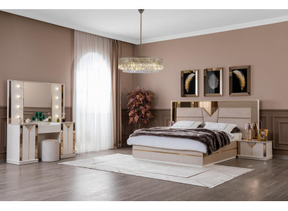 Lit moderne 2 tables de chevet Ensemble de chambre 4 pièces Design Luxe neuf Moderne