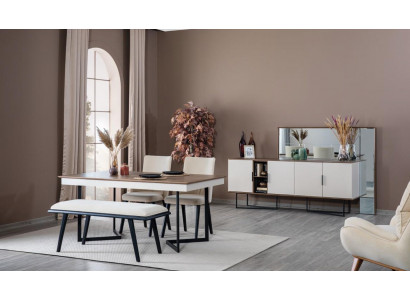 Salle à manger Table 4x chaises Tabouret Groupe de salle à manger en métal Ensemble 6pcs. Nouveau Moderne
