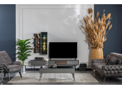 Unité murale grise Armoire Murale Meubles Bois Meuble TV Télévision design Armoires