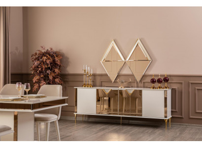 Buffet avec miroir Meubles en bois Style de luxe Moderne Ensemble de 2 pièces Buffet
