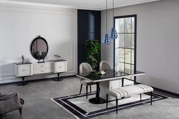 Classique Blanc Commode Design Console Commodes de Luxe Buffet 2 pièces.