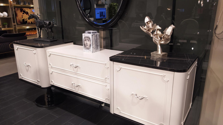 Classique Blanc Commode Design Console Commodes de Luxe Buffet 2 pièces.