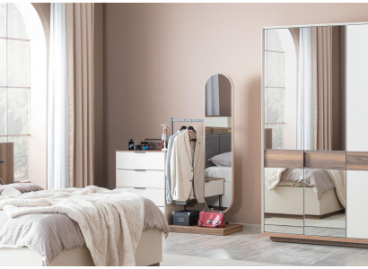 Buffet de chambre avec miroir Suite Bois Mobilier Blanc Moderne