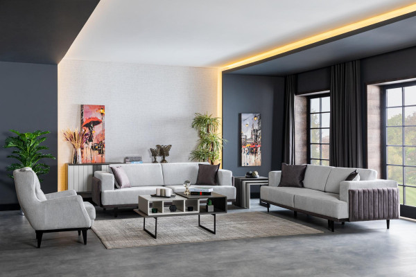 Salon Fauteuil Place Design Canapé Tapisserie Luxe Gris Style Moderne