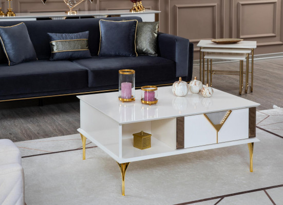 Table basse Salon Bois Design Mobilier de luxe neuf Blanc Style Moderne