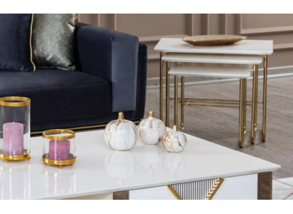 Table d'appoint Salon Luxe Design nouveau Moderne blanc Matériau Bois
