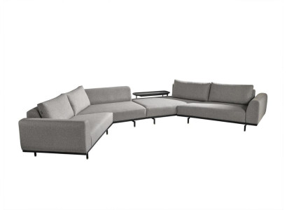 Canapé d'angle en forme de U pour le salon, en tissu, design moderne et luxueux, gris.
