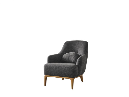 Fauteuil design Luxe Revêtement Lounge gris Moderne Salon Bois Textile