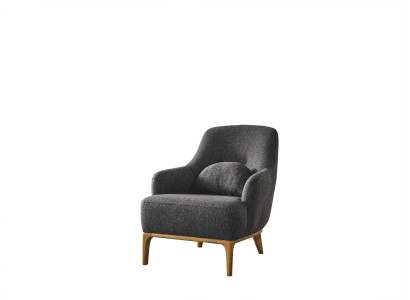 Fauteuil design Luxe Revêtement Lounge gris Moderne Salon Bois Textile