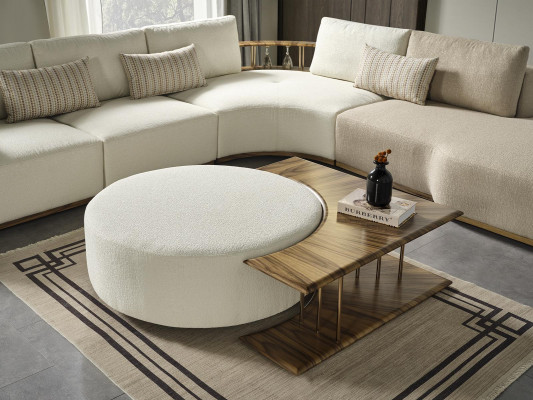 Tabouret Salon neuf Bois avec Rembourrage Design Textile Blanc Moderne