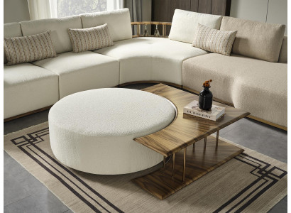 Tabouret Salon neuf Bois avec Rembourrage Design Textile Blanc Moderne