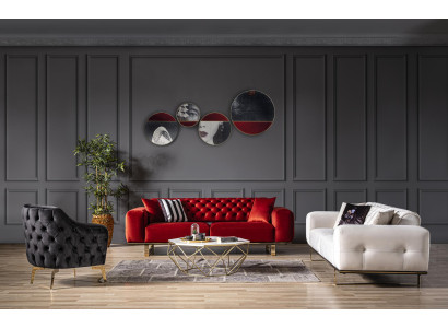 Ensemble de canapé design coloré 3+2+1 places Chesterfield