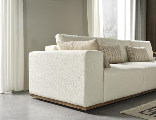 Canapé d'angle en forme de L Salon Style moderne Rembourrage Bois Textile Ensemble d'angle