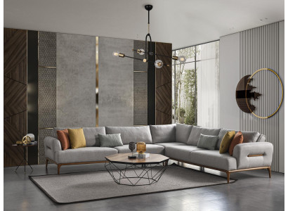 Canapé d'angle en forme de L Canapé Salon Rembourrage Design neuf gris Moderne
