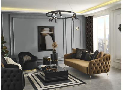 Ensemble de canapé 3 places Table basse Ensemble de luxe 3 pièces marron neuf