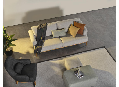 Ensemble de canapés 3 places 2x tabouret 4 pièces. Salon moderne gris neuf