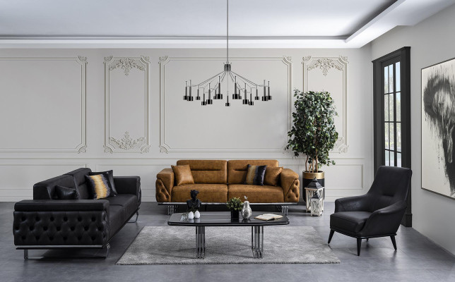 Ensemble de canapé 431 places, noir, moderne et luxueux, nouveau groupe de tissu