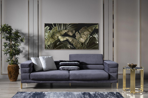 Ensemble de canapé 3+1 places Design Tissu moderne Bleu