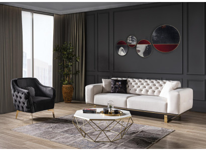 Ensemble de canapé Canapé 3 places Fauteuil Meubles Design de luxe neufs Couleur blanche