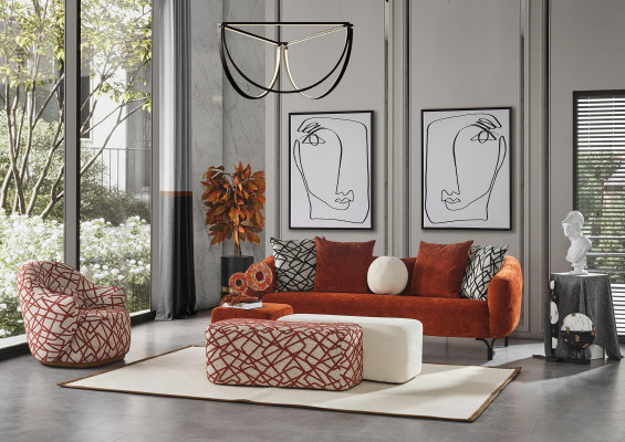 Canapé 3 places Design de salon Design Sofas Tissu D'ameublement Mobilier Moderne neuf