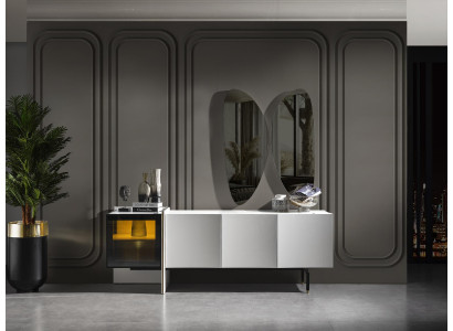 Modern Salon Buffet Miroir Mobilier en Bois de Style Luxueux Moderne 2 pièces neuf