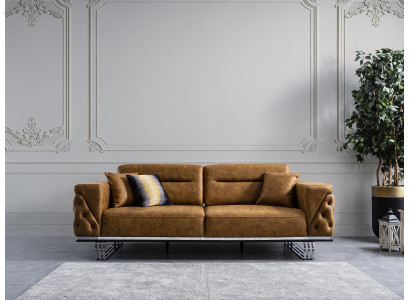 Canapé 3 places Salon Design Mobilier Style Moderne neuf marron de luxe
