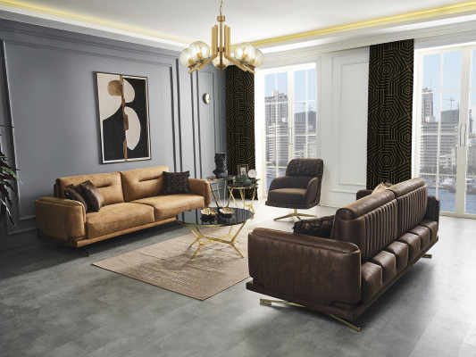 Sofa du salon 4 places Canapé de luxe Canapés Rembourrage Mobilier neuf Moderne marron