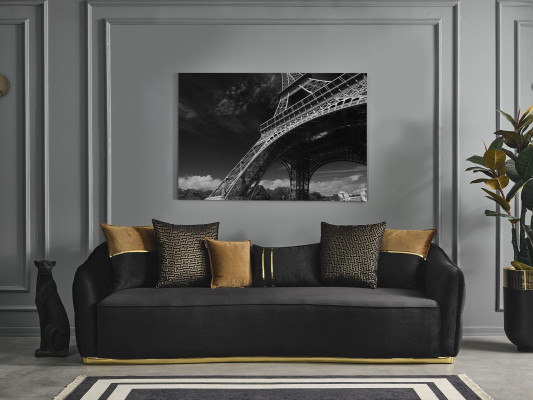 Canapé 4 places Chesterfield Revêtement Salon Design Luxe Bois