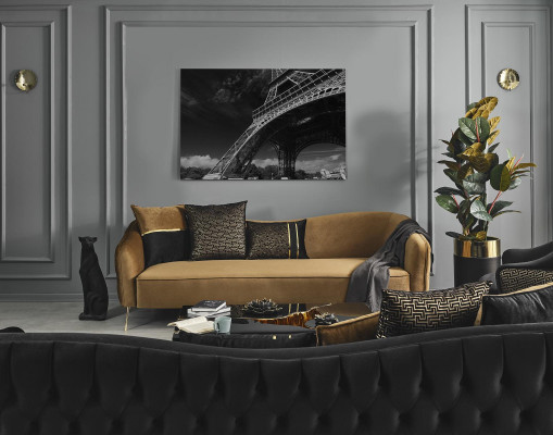 Canapé 3 places en textile marron Design Salon Moderne nouveau Luxe